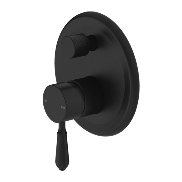 York Shower Mixer with Divertor with Metal Lever Matte Black