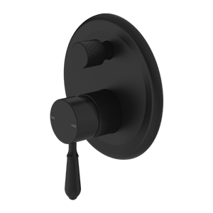 York Shower Mixer with Divertor with Metal Lever Matte Black - Matte Black