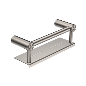 Mecca Care 25mm Grab Rail with Shelf 300mm Brushed Nickel - Brushed Nickel