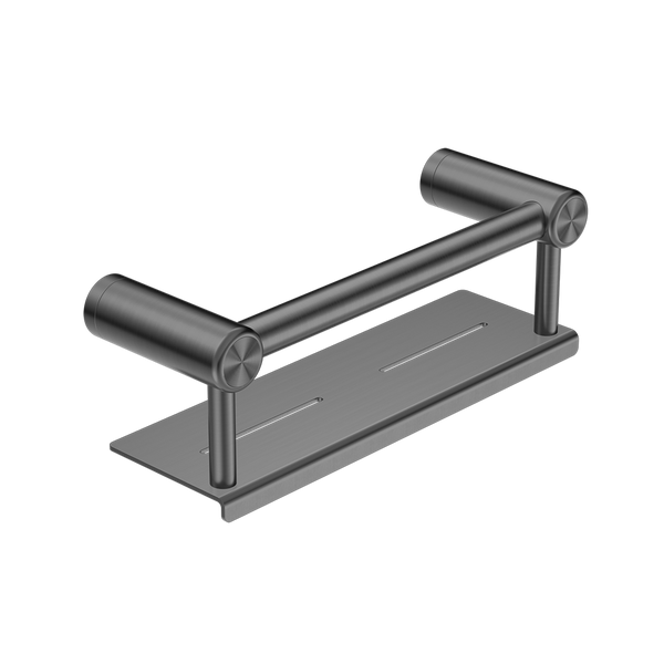Mecca Care 25mm Grab Rail with Shelf 300mm Brushed Gunmetal