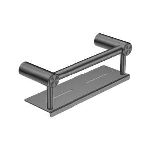 Mecca Care 25mm Grab Rail with Shelf 300mm Brushed Gunmetal - Gunmetal
