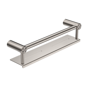 Mecca Care 25mm Grab Rail with Shelf 450mm Brushed Nickel - Brushed Nickel