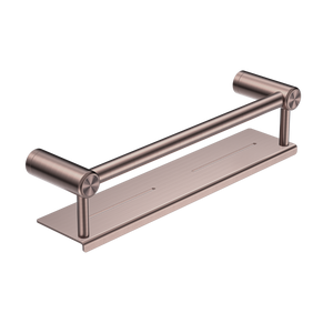 Mecca Care 25mm Grab Rail With Shelf 450mm Brushed Bronze - Brushed Bronze