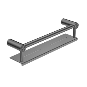 Mecca Care 25mm Grab Rail with Shelf 450mm Brushed Gunmetal - Gunmetal