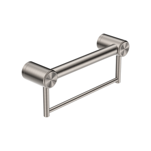 Mecca Care 32mm Grab Rail with Towel Holder 300mm Brushed Nickel - Brushed Nickel