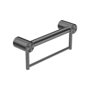 Mecca Care 32mm Grab Rail with Towel Holder 300mm Brushed Gunmetal - Gunmetal