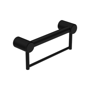Mecca Care 32mm Grab Rail with Towel Holder 300mm Matte Black - Matte Black