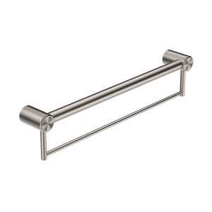 Mecca Care 32mm Grab Rail with Towel Holder 600mm Brushed Nickel - Brushed Nickel
