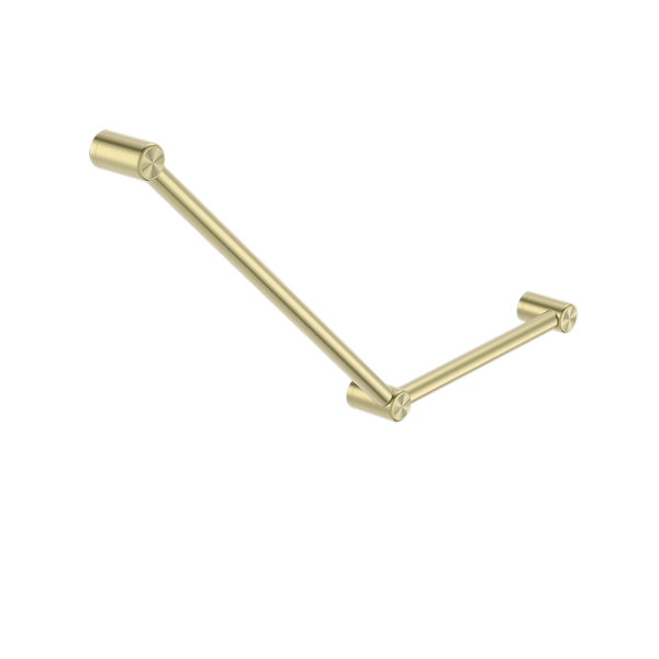 Mecca Care 32mm Ambulant Toilet Grab Rail 45 Degree 750x450mm Brushed Gold