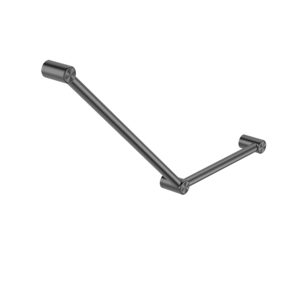Mecca Care 32mm Ambulant Toilet Grab Rail 45 Degree 750x450mm Brushed Gunmetal
