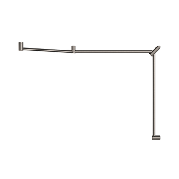 Mecca Care 32mm DDA Toilet Grab Rail Set 45 Degree Continuous 750x965x1025mm Brushed Nickel
