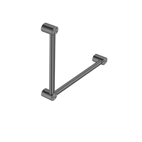 Mecca Care 32mm Ambulant Toilet Grab Rail 90 Degree 450x450mm Brushed Gunmetal