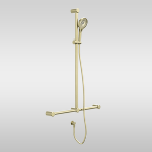 Mecca Care 32mm T Bar Grab Rail and Adjustable Shower Set 1100x750mm Brushed Gold - Brushed Gold