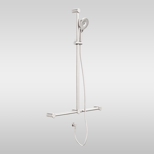 Mecca Care 32mm T Bar Grab Rail and Adjustable Shower Set 1100x750mm Brushed Nickel - Brushed Nickel