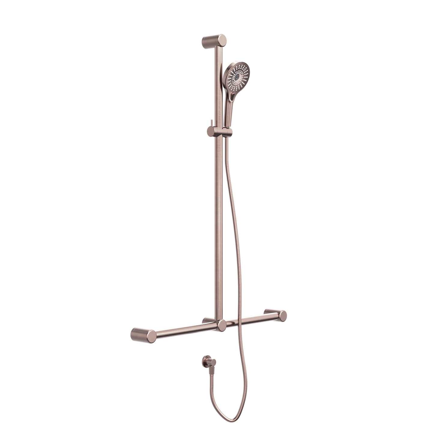 Mecca Care 32mm T Bar Grab Rail And Adjustable Shower Set 1100X750mm Brushed Bronze