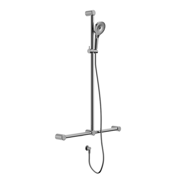 Mecca Care 32mm T Bar Grab Rail and Adjustable Shower Set 1100x750mm Chrome
