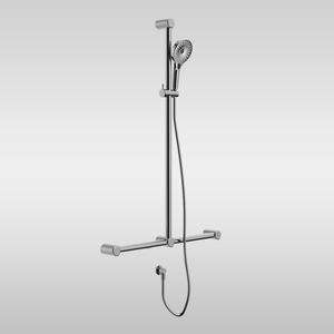 Mecca Care 32mm T Bar Grab Rail and Adjustable Shower Set 1100x750mm Chrome - Chrome
