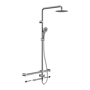 Mecca Care 32mm T Bar Grab Rail 1100x750mm Twin Shower Set Chrome - Chrome