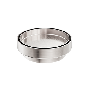130mm Round Tile Insert Floor Waste 100mm Outlet Brushed Nickel - Brushed Nickel