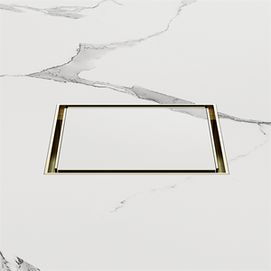 130mm Square Tile Insert Floor Waste 80mm Outlet Brushed Gold - Brushed Gold