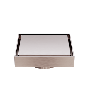 130mm Square Tile Insert Floor Waste 80mm Outlet Brushed Bronze - Brushed Bronze