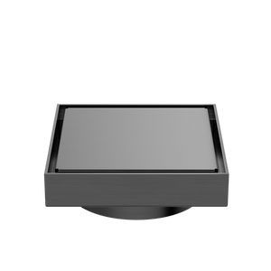 130mm Square Tile Insert Floor Waste 100mm Outlet Gun Metal - Brushed Gunmetal