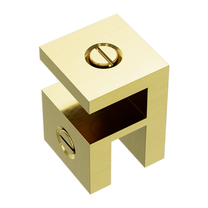 Over-Panel Glass To Glass Fitting 10mm Glass Brushed Gold - Brushed Gold