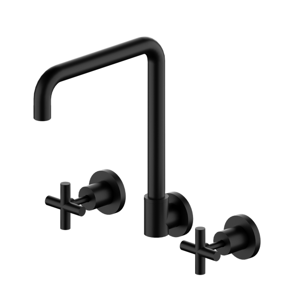 X Plus Wall Kitchen Set Swivel Spout Matte Black