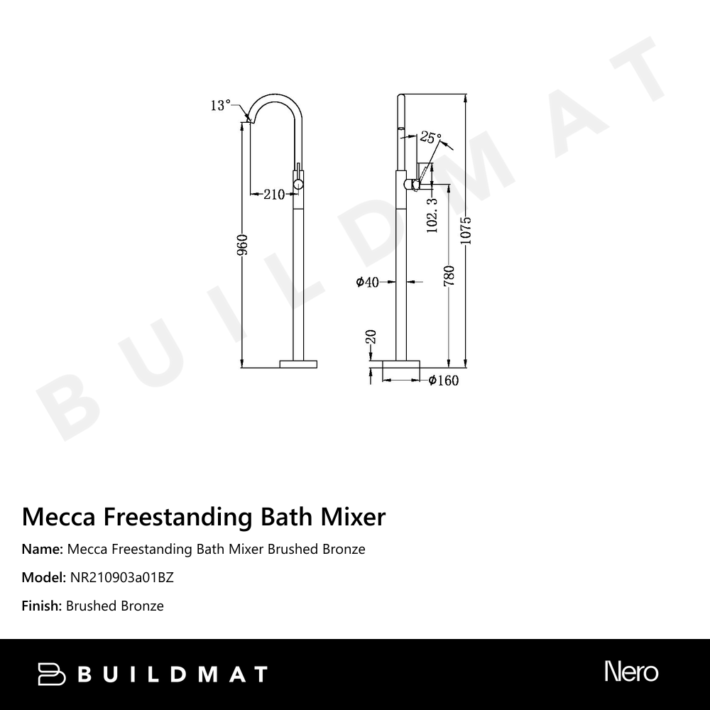 Mecca Freestanding Bath Mixer Brushed Bronze