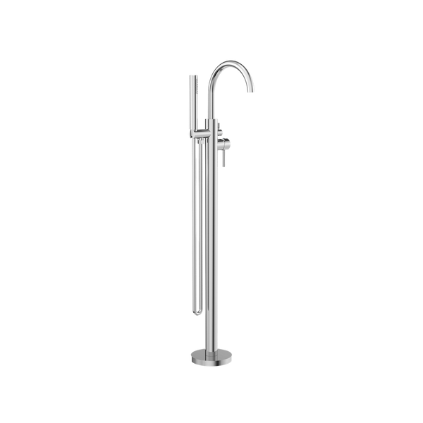 Mecca Round Freestanding Mixer With Hand Shower Chrome