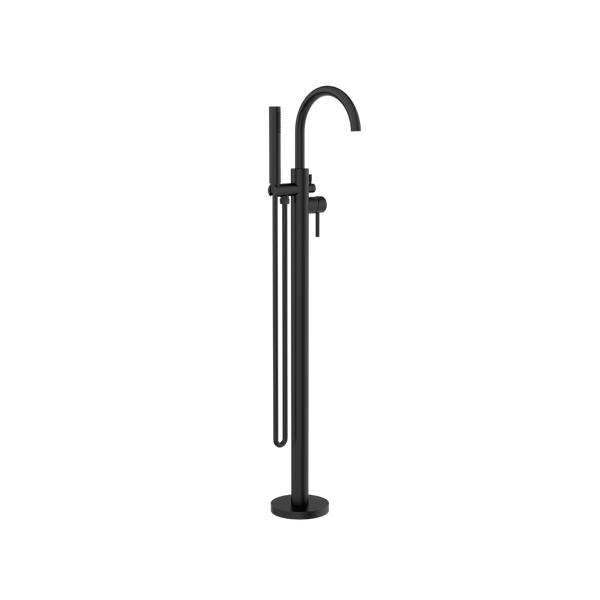 Mecca Round Freestanding Mixer With Hand Shower Matte Black