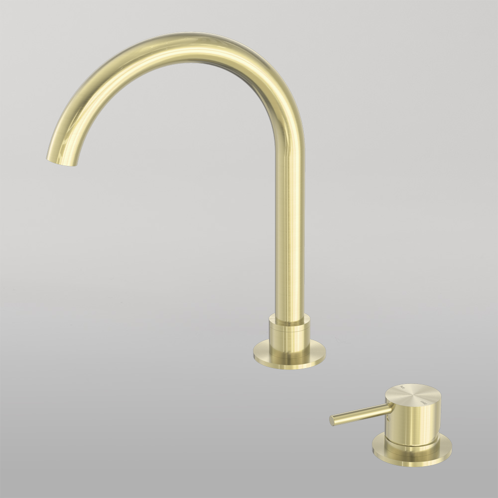 Mecca Hob Basin Mixer Round Swivel Spout Brushed Gold
