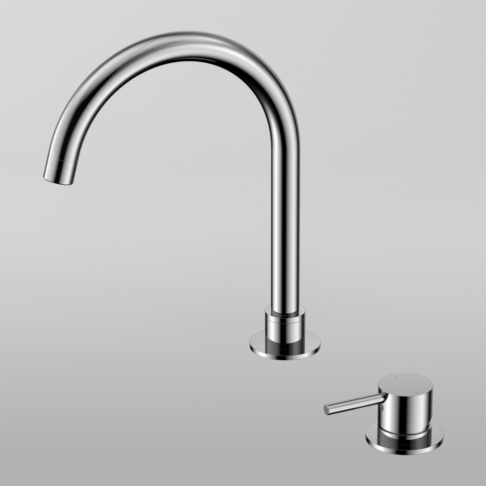 Mecca Hob Basin Mixer Round Swivel Spout Chrome