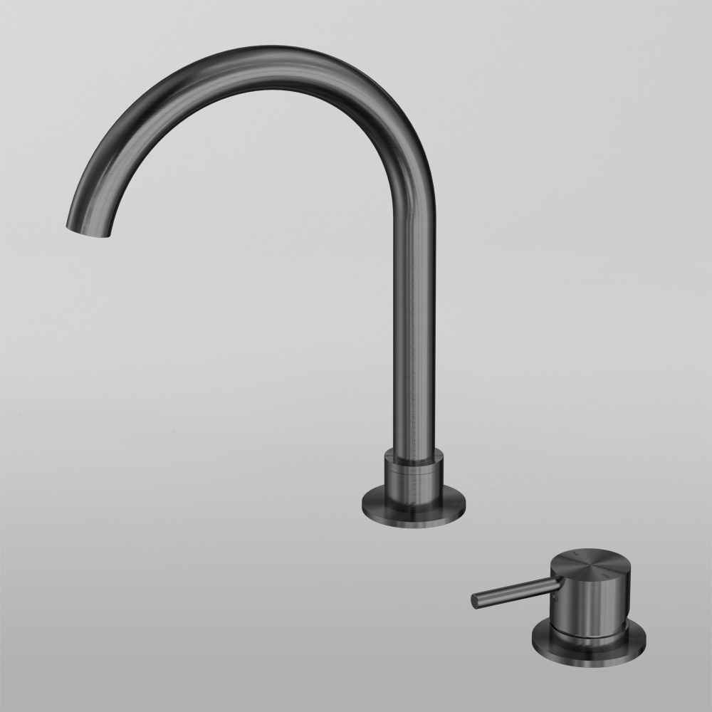 Mecca Hob Basin Mixer Round Swivel Spout Gun Metal