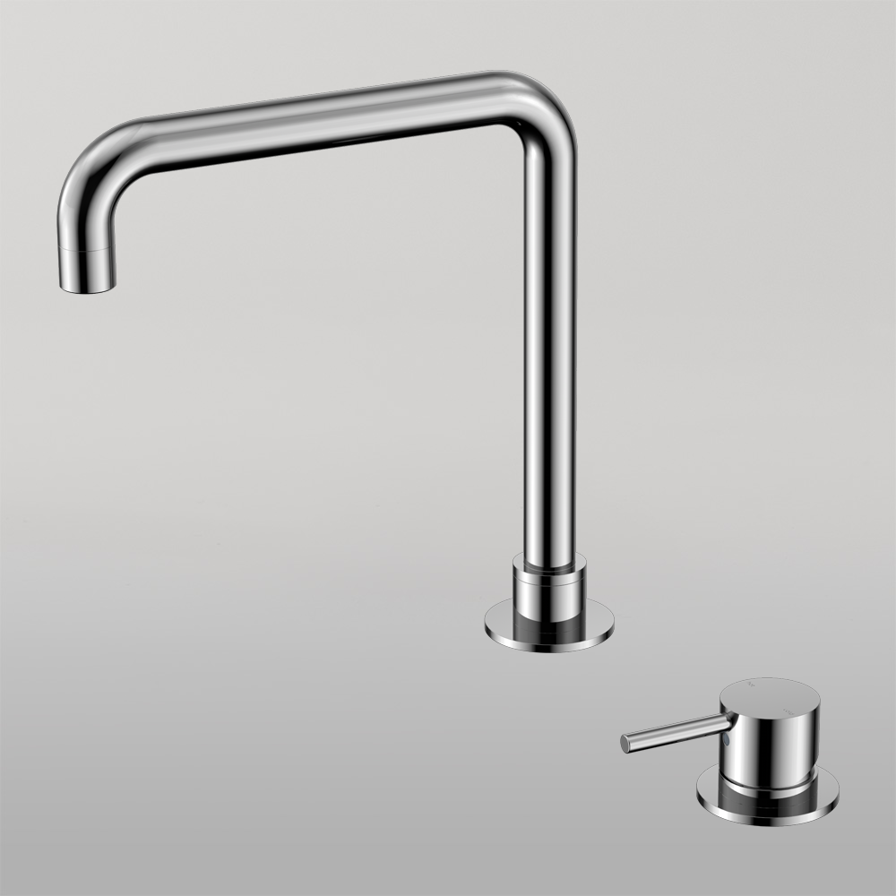 Mecca Hob Basin Mixer Square Swivel Spout Chrome