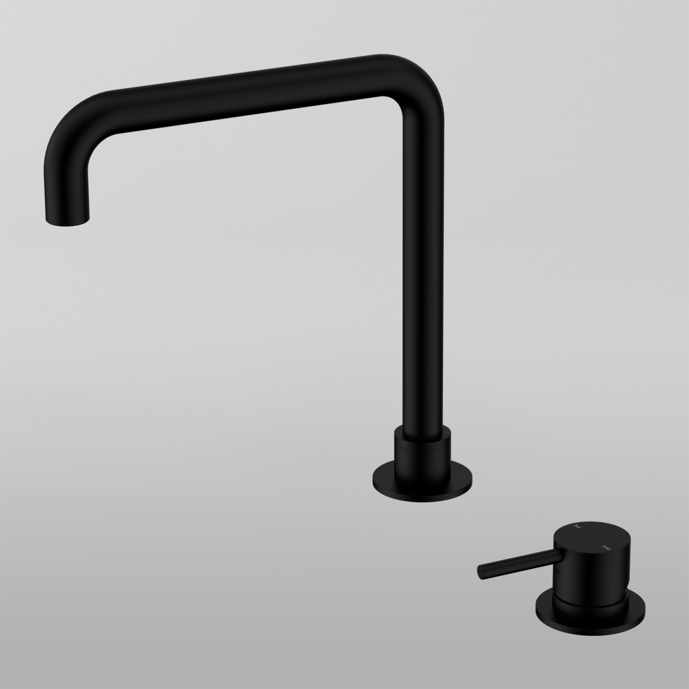 Mecca Hob Basin Mixer Square Swivel Spout Matte Black