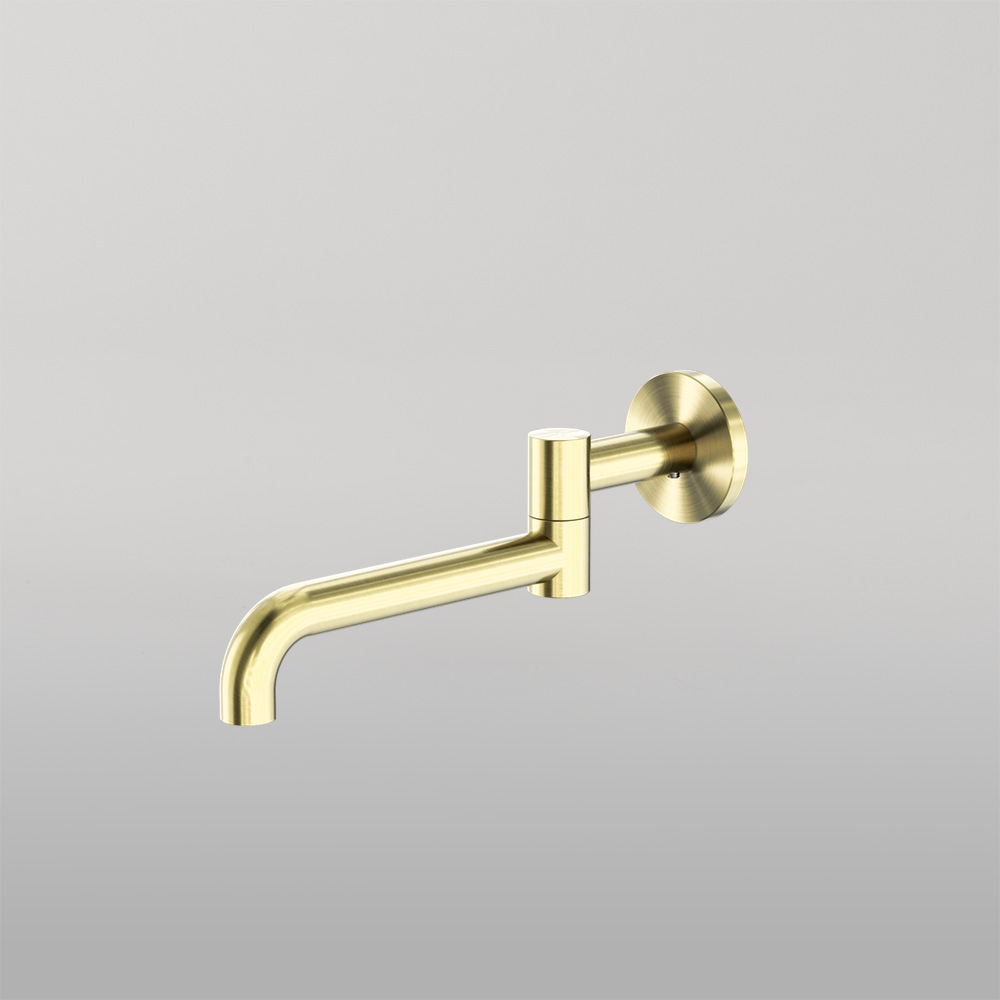 Mecca Wall Mounted Swivel Basin/Bath Spout Only 225mm Brushed Gold