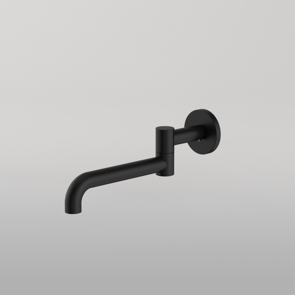 Mecca Wall Mounted Swivel Basin/Bath Spout Only 225mm Matte Black