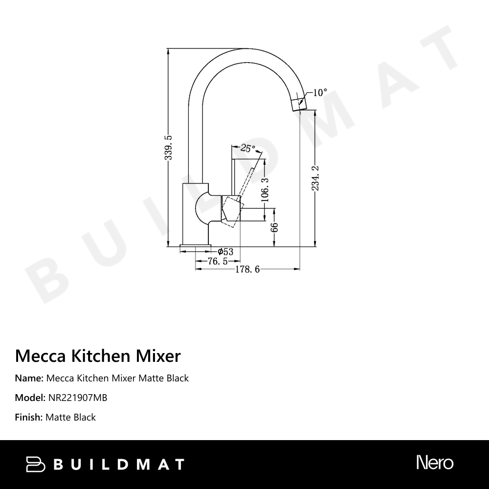 Mecca Kitchen Mixer Matte Black