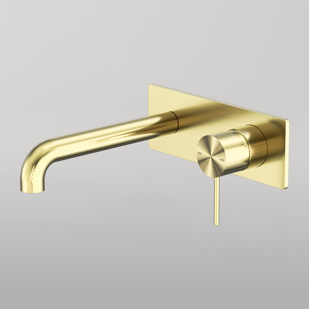 Mecca Wall Basin/Bath Mixer 185mm Brushed Gold