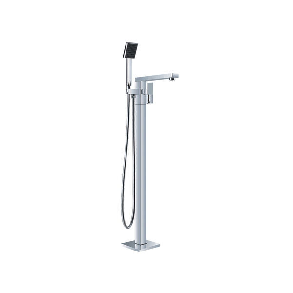Square Freestanding Bath Mixer With Hand Shower Chrome
