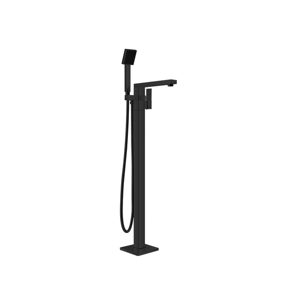 Square Freestanding Bath Mixer With Hand Shower Matte Black