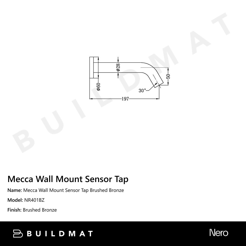 Mecca Wall Mount Sensor Tap Brushed Bronze
