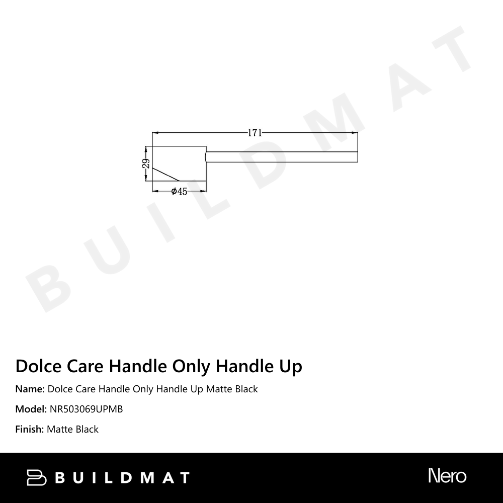 Dolce Care Handle Only Handle Up Matte Black