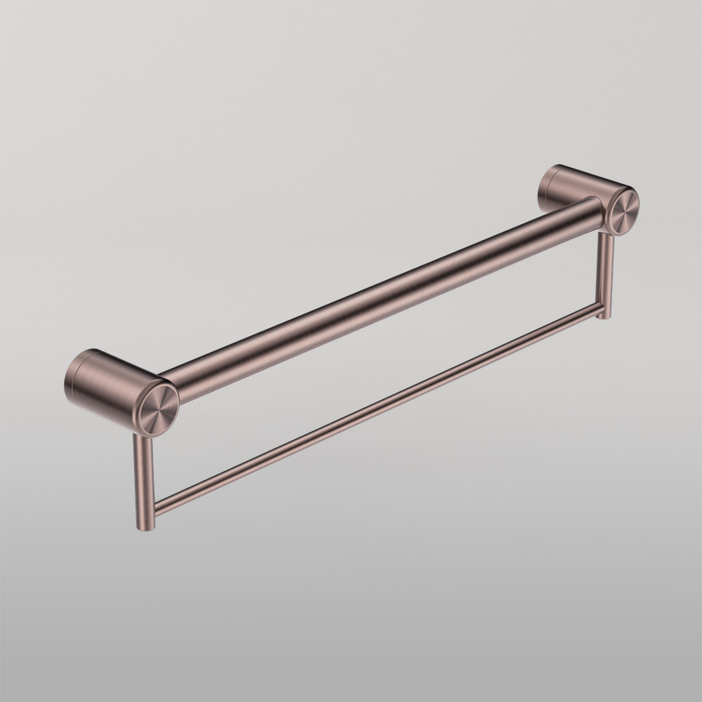 Mecca Care 32mm Grab Rail With Towel Holder 300mm Brushed Bronze