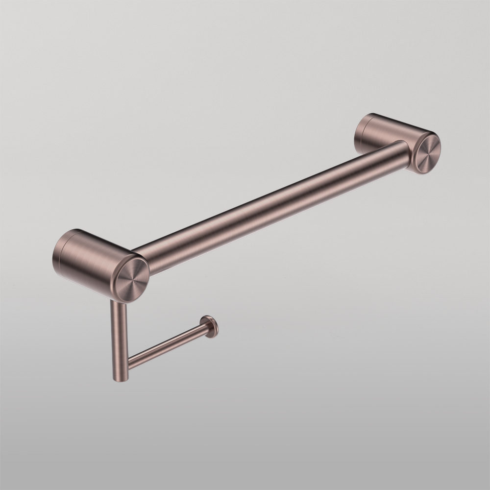 Mecca Care 32mm Grab Rail With Toilet Roll Holder 450mm Brushed Bronze