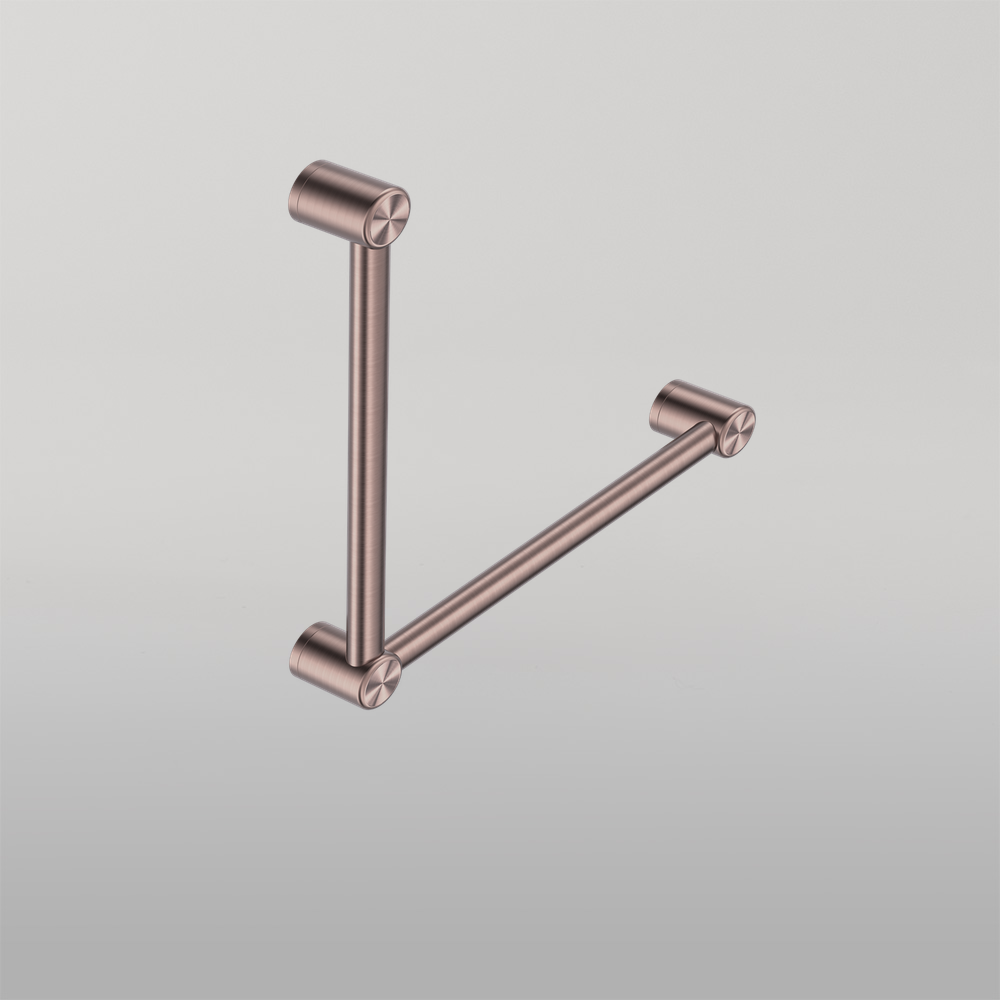 Mecca Care 32mm Ambulant Toilet Grab Rail 90 Degree 450X450mm Brushed Bronze