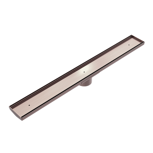 Tile Insert V Channel Floor Grate 89mm Outlet With Hole Saw Brushed Bronze