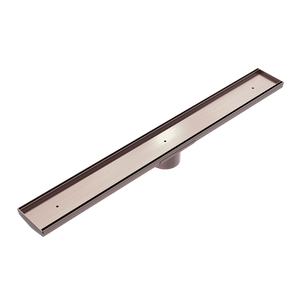 Tile Insert V Channel Floor Grate 89mm Outlet With Hole Saw Brushed Bronze - Brushed Bronze