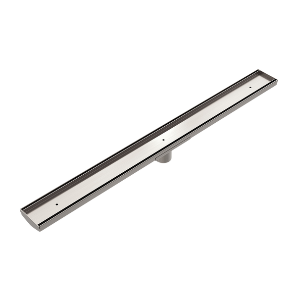 Tile Insert V Channel Floor Grate 50mm Outlet With Hole Saw Brushed Nickel
